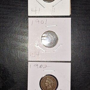 Lot of 9 1900's Indian Head Pennies... Nice Details... In Protective Sleeves